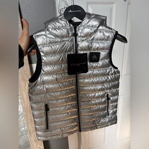 Moose Knuckles Metallic Silver Puffer Vest